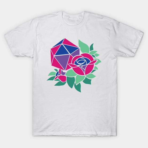 Pretty Poly Rose Bi Pride T-Shirt by thedicegoddess